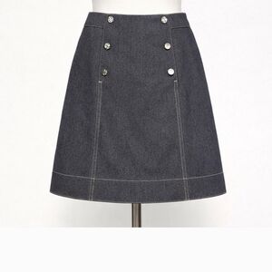 In The Style Of Hermes Charcoal A-Line Skirt with Button Detail